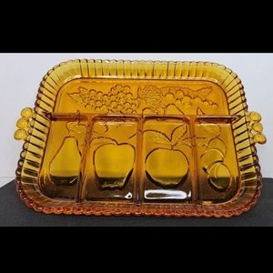 Vintage Indiana Amber Glass Serving Tray